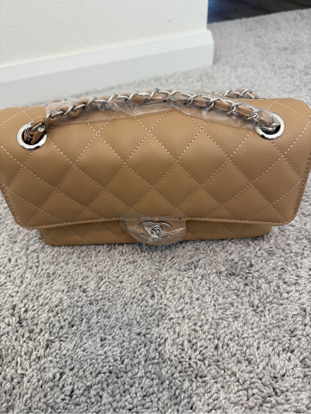 INSPIRED… Beige Quilted Chain Shoulder Bag